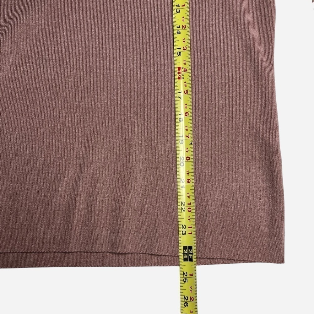 NEW Sioni Milano Mixed Media Ruffle Sleeve Blouse L Soft Knit Heather Salmon - Picture 8 of 12